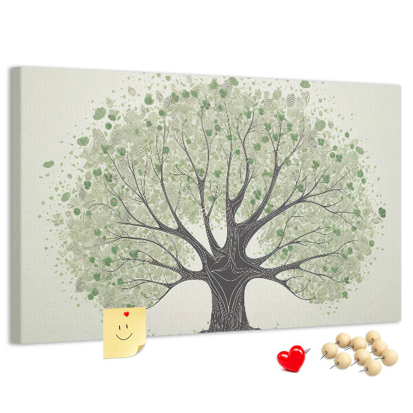 Tableau affichage liège Motif d'arbre à feuilles vertes