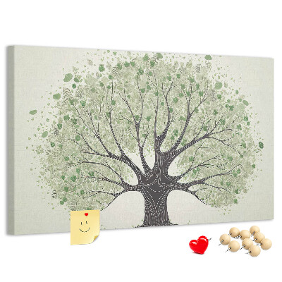 Tableau affichage liège Motif d'arbre à feuilles vertes