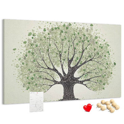 Tableau affichage liège Motif d'arbre à feuilles vertes