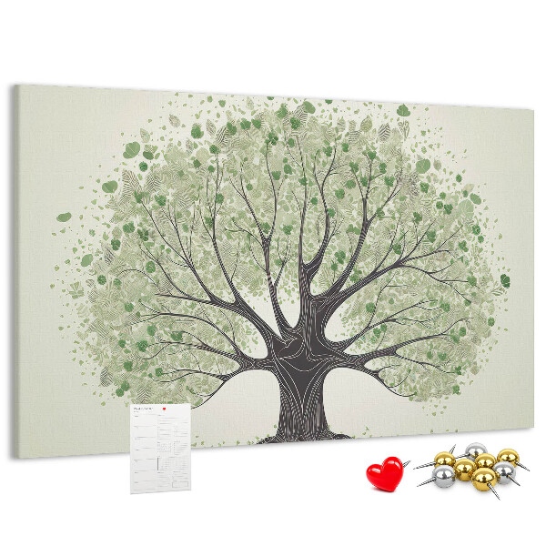 Tableau affichage liège Motif d'arbre à feuilles vertes