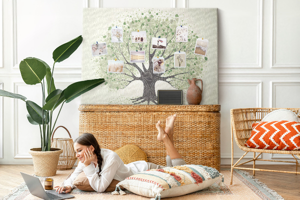Tableau affichage liège Motif d'arbre à feuilles vertes