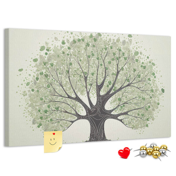 Tableau affichage liège Motif d'arbre à feuilles vertes
