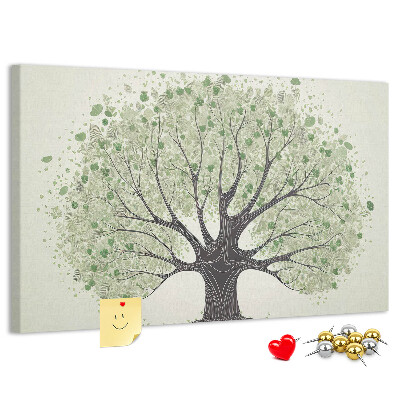 Tableau affichage liège Motif d'arbre à feuilles vertes