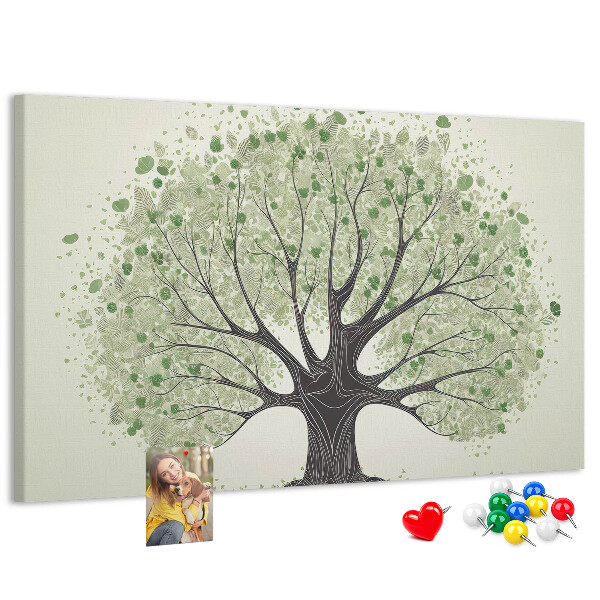 Tableau affichage liège Motif d'arbre à feuilles vertes