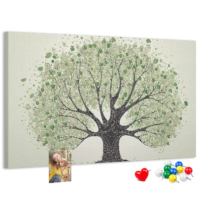 Tableau affichage liège Motif d'arbre à feuilles vertes