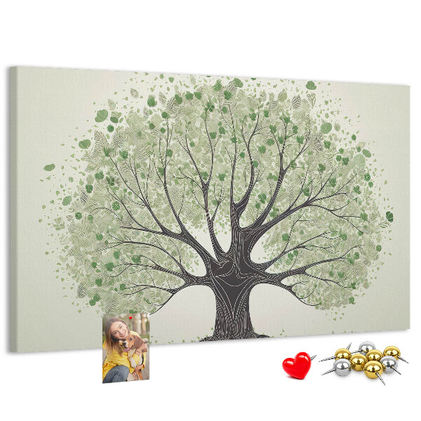Tableau affichage liège Motif d'arbre à feuilles vertes