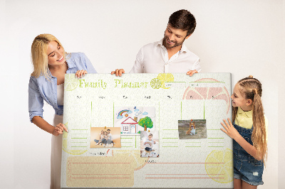 Tableau de liège Agenda familial à motif d'agrumes.