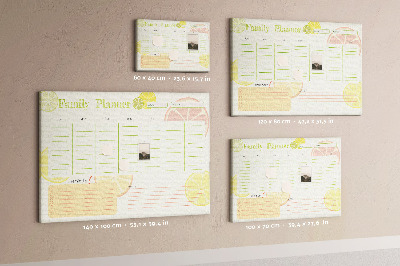 Tableau de liège Agenda familial à motif d'agrumes.