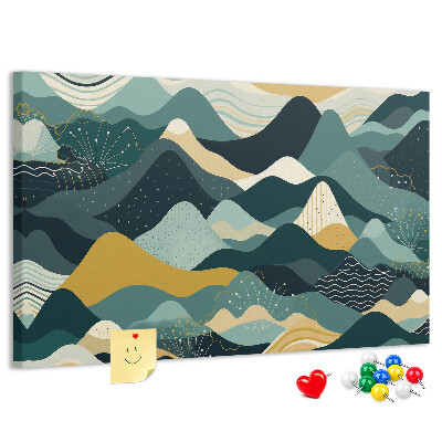 Tableau affichage liège Motifs abstraits de paysages montagneux en couleurs.