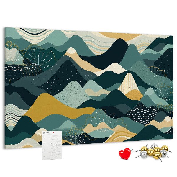 Tableau affichage liège Motifs abstraits de paysages montagneux en couleurs.