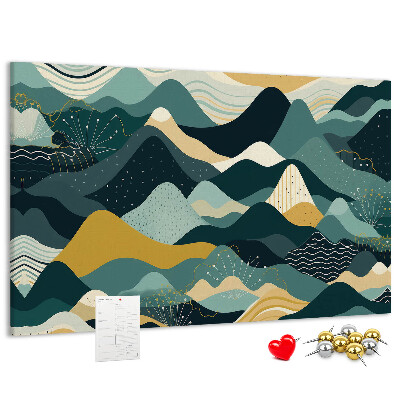 Tableau affichage liège Motifs abstraits de paysages montagneux en couleurs.