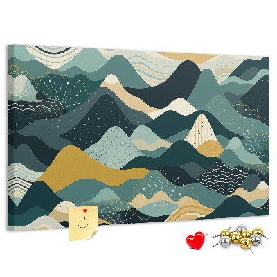 Tableau affichage liège Motifs abstraits de paysages montagneux en couleurs.