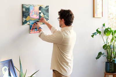 Tableau affichage liège Motifs abstraits de paysages montagneux en couleurs.