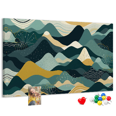 Tableau affichage liège Motifs abstraits de paysages montagneux en couleurs.