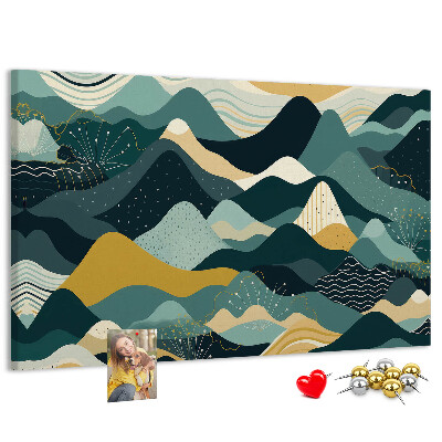 Tableau affichage liège Motifs abstraits de paysages montagneux en couleurs.