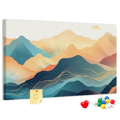 Tableau en liège Montagnes abstraites aux teintes pastel