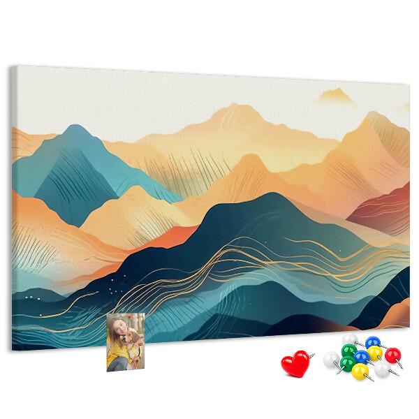 Tableau en liège Montagnes abstraites aux teintes pastel