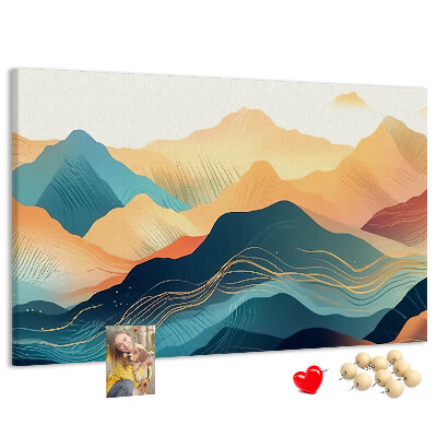 Tableau en liège Montagnes abstraites aux teintes pastel