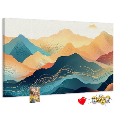 Tableau en liège Montagnes abstraites aux teintes pastel
