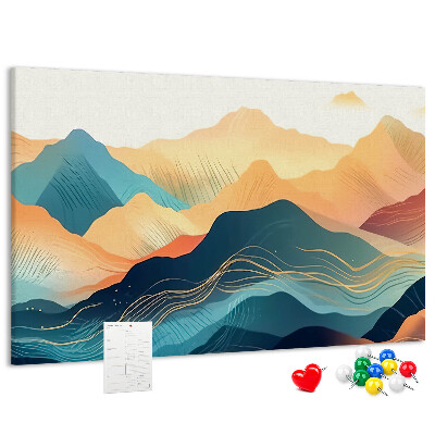 Tableau en liège Montagnes abstraites aux teintes pastel