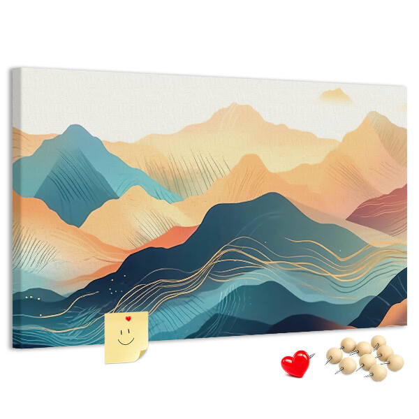 Tableau en liège Montagnes abstraites aux teintes pastel