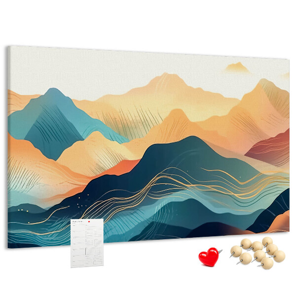 Tableau en liège Montagnes abstraites aux teintes pastel