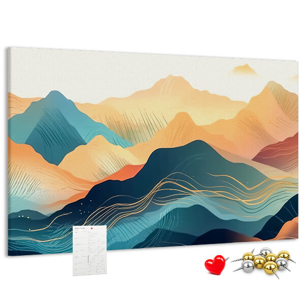 Tableau en liège Montagnes abstraites aux teintes pastel