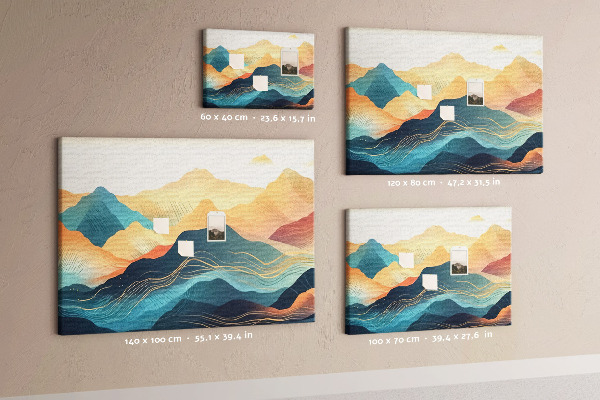 Tableau en liège Montagnes abstraites aux teintes pastel