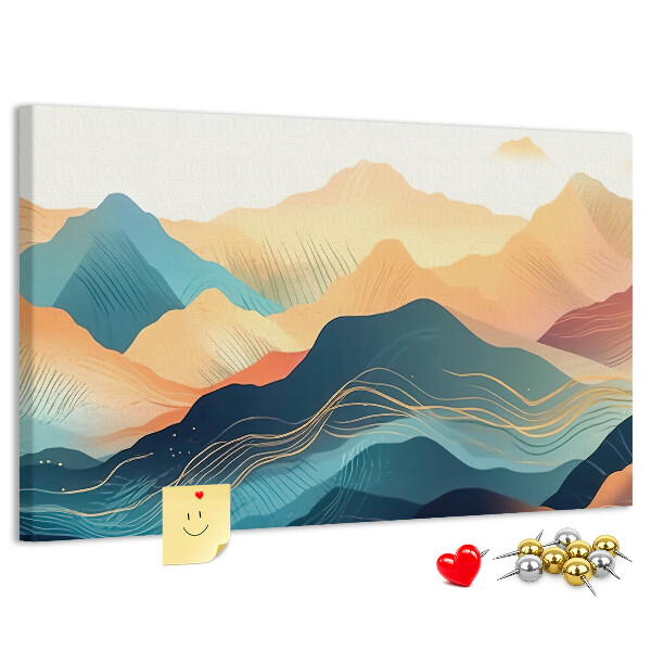 Tableau en liège Montagnes abstraites aux teintes pastel