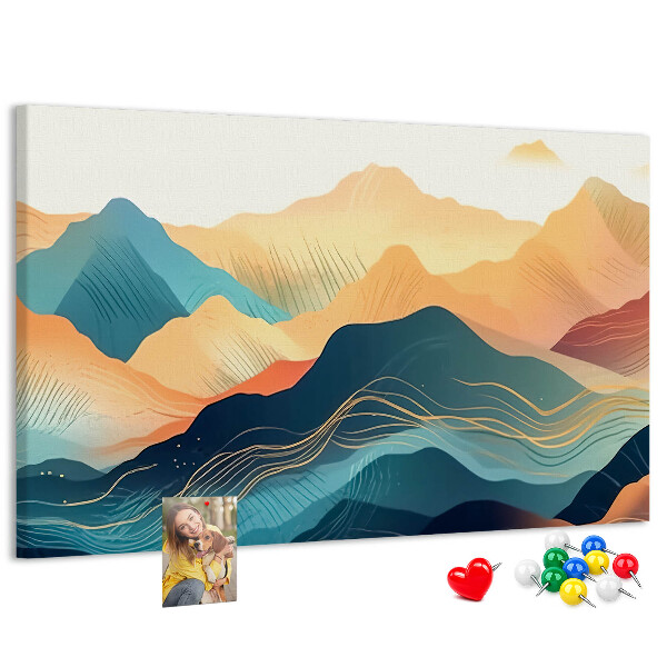 Tableau en liège Montagnes abstraites aux teintes pastel