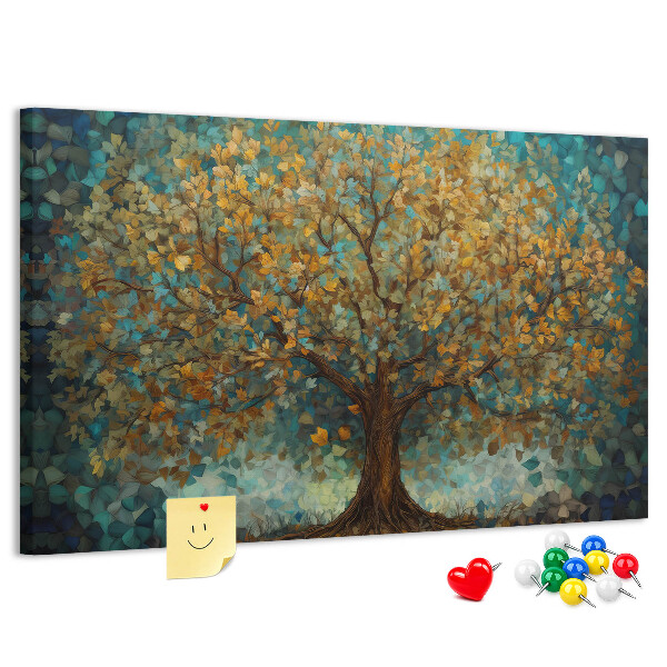 Tableau en liège Chêne doré d'automne se détachant sur le ciel