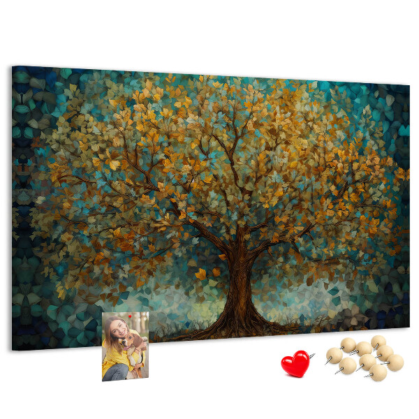 Tableau en liège Chêne doré d'automne se détachant sur le ciel