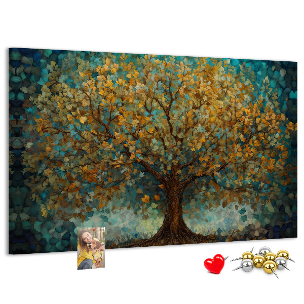 Tableau en liège Chêne doré d'automne se détachant sur le ciel