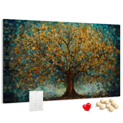 Tableau en liège Chêne doré d'automne se détachant sur le ciel