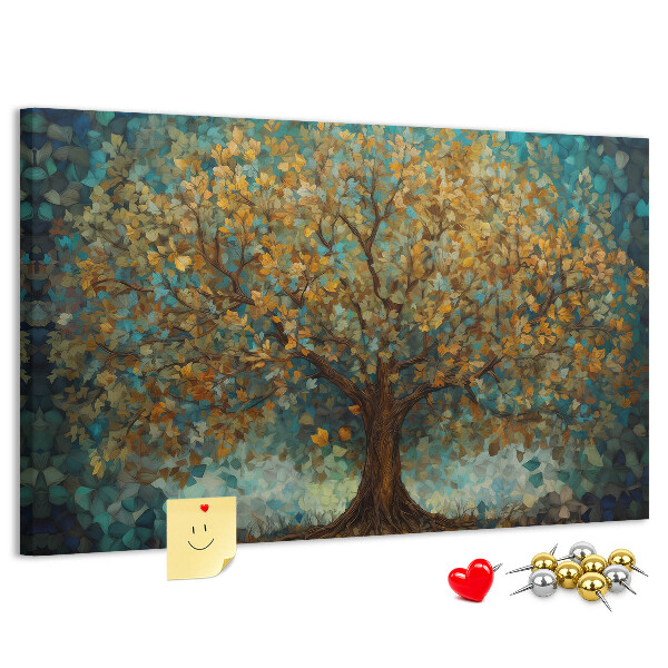 Tableau en liège Chêne doré d'automne se détachant sur le ciel