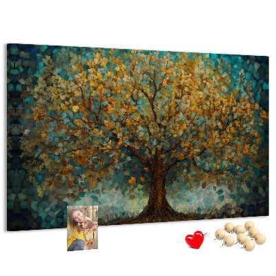 Tableau en liège Chêne doré d'automne se détachant sur le ciel