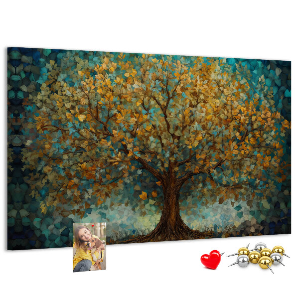Tableau en liège Chêne doré d'automne se détachant sur le ciel