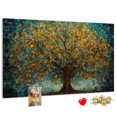 Tableau en liège Chêne doré d'automne se détachant sur le ciel