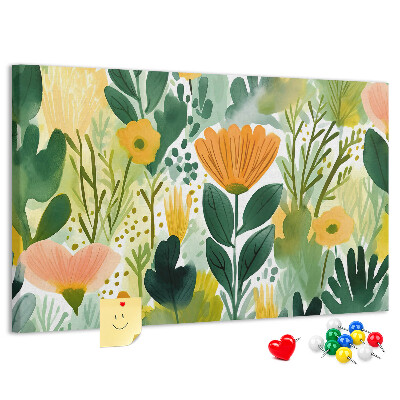 Tableau affichage liège Motif floral à feuilles vertes