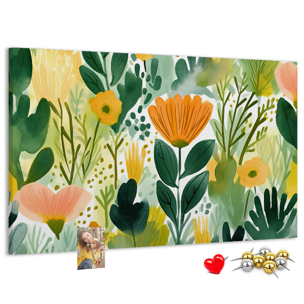Tableau affichage liège Motif floral à feuilles vertes