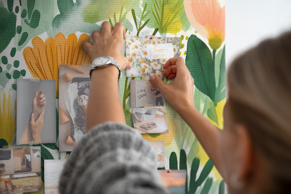 Tableau affichage liège Motif floral à feuilles vertes