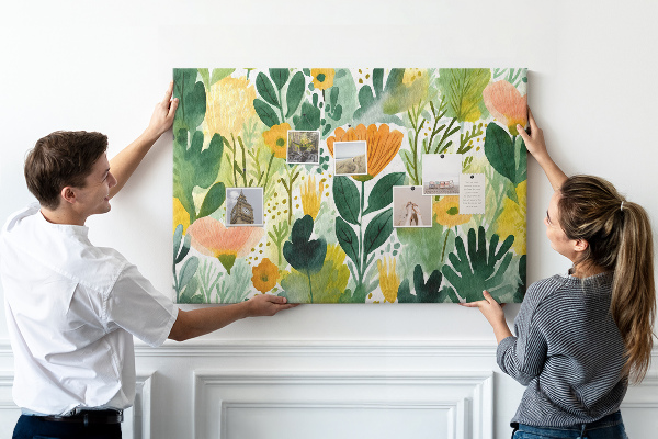 Tableau affichage liège Motif floral à feuilles vertes