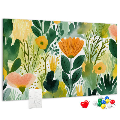 Tableau affichage liège Motif floral à feuilles vertes