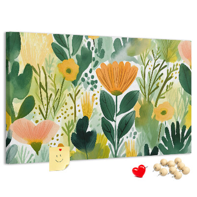 Tableau affichage liège Motif floral à feuilles vertes