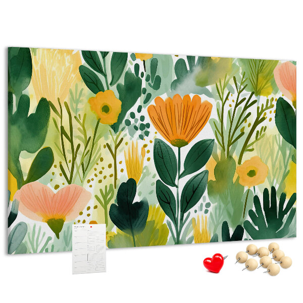 Tableau affichage liège Motif floral à feuilles vertes