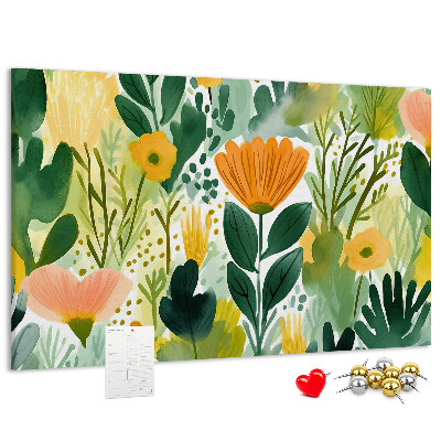 Tableau affichage liège Motif floral à feuilles vertes
