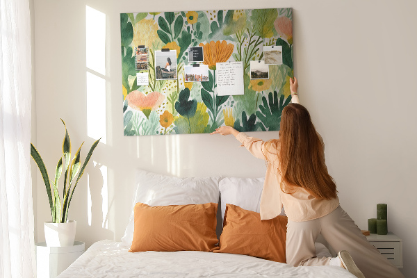 Tableau affichage liège Motif floral à feuilles vertes