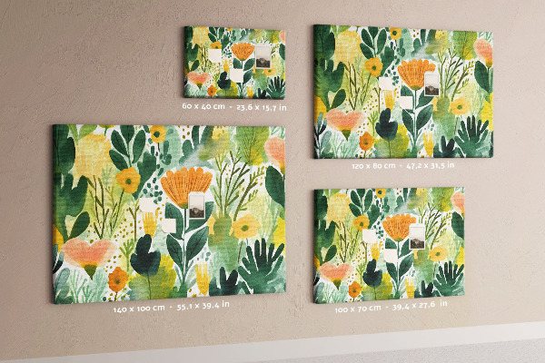 Tableau affichage liège Motif floral à feuilles vertes