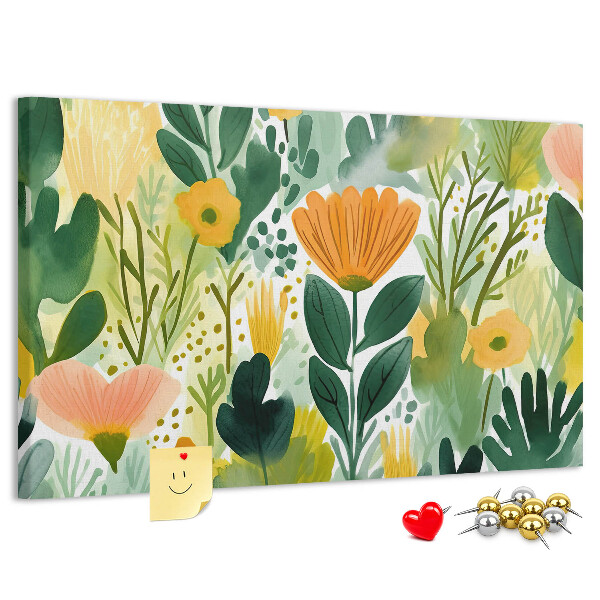 Tableau affichage liège Motif floral à feuilles vertes