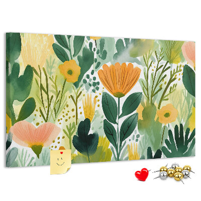 Tableau affichage liège Motif floral à feuilles vertes